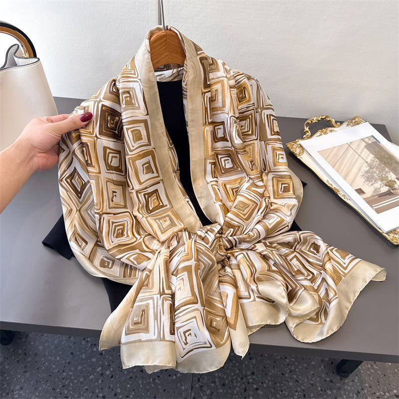 Desert Grid Printed Silk Scarf Summer Edition 26'