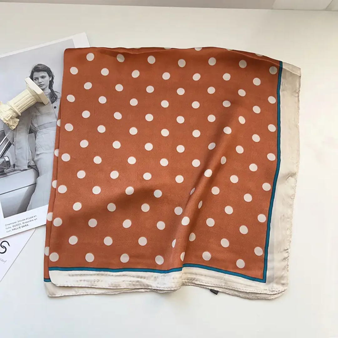 Polka Dot Rusty Silk Square Scarves 70 CM