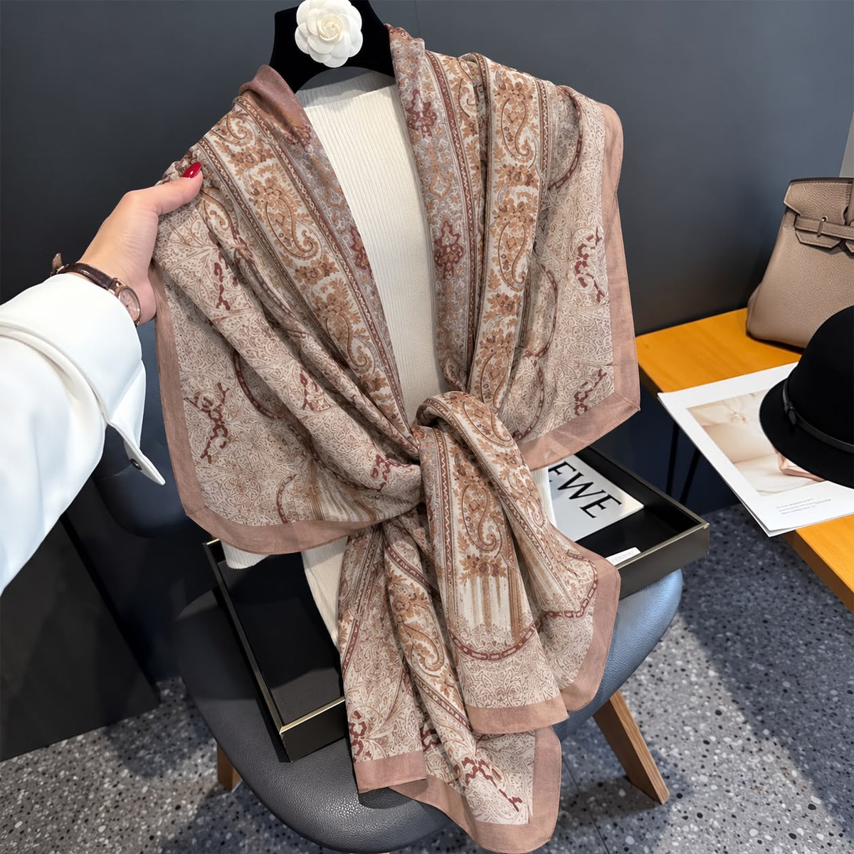 Nude Artistic Printed Viscose Scarf