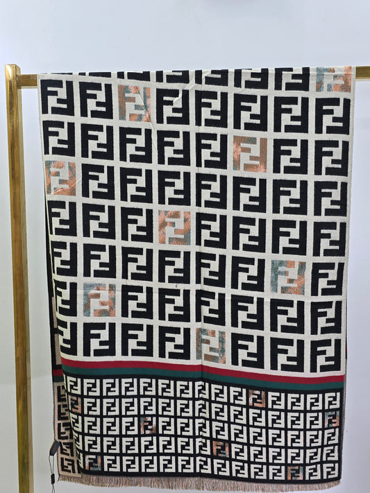 Square F Black Brand Printed Winter Shawls