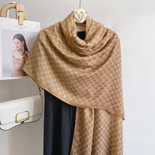 Sand Ombre Mist Printed Winter Viscose Scarf