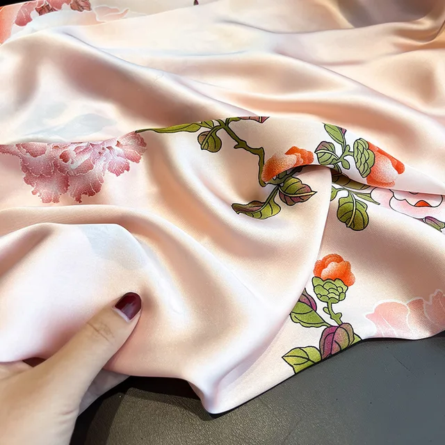 Pink Autumn Breeze Printed Silk Scarf