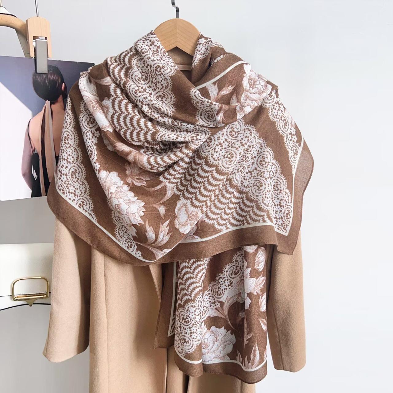 Floral Coffee Charm Hit Printed Viscose Scarf