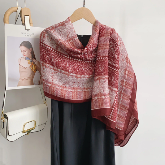 Cherry Kashmiri Printed Viscose Scarf