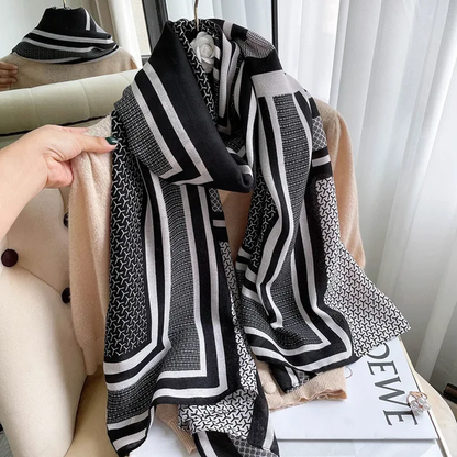 Blacke Check Brand Print Viscose Scarf