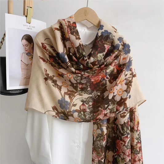 Desert Ink Floral Printed Viscose Scarf