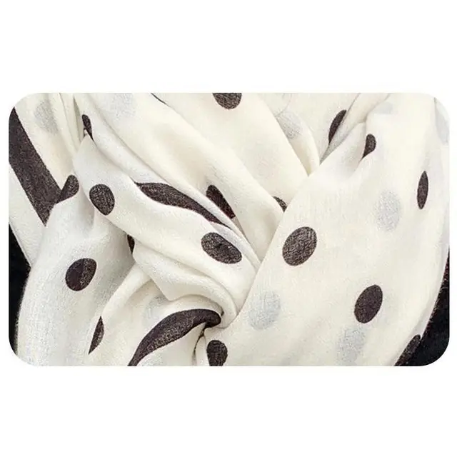 White Polka Dot Printed Viscose Scarf