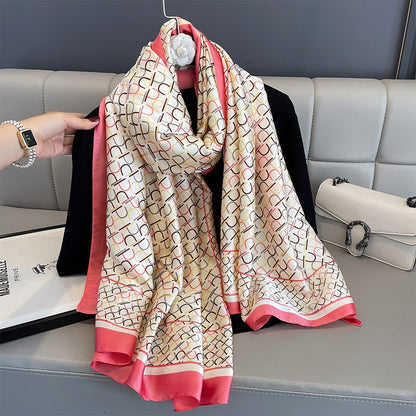 Tara  Peach Printed Silk Scarf Summer Edition 26'
