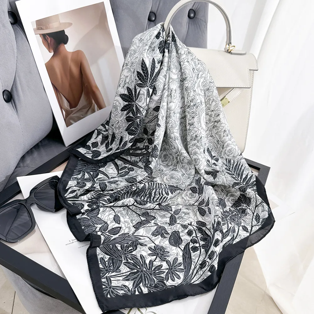 Lasso Grace Black Silk Square Scarves 70 CM