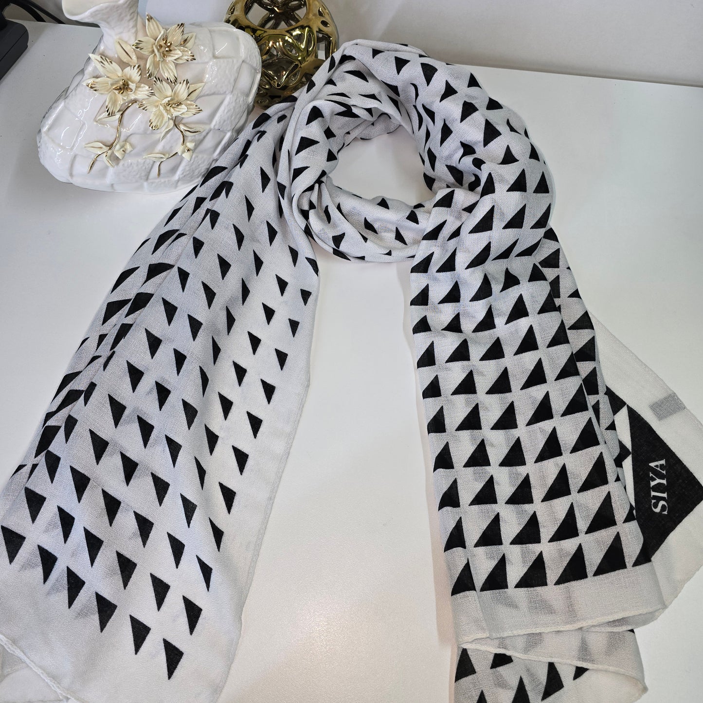 Cubic Printed Viscose Scarf