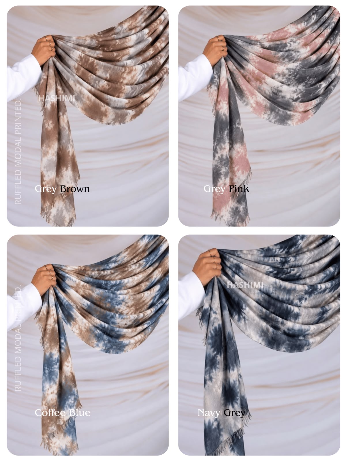Crumple Tie Dye Ruffled Modal Printed Hijabs