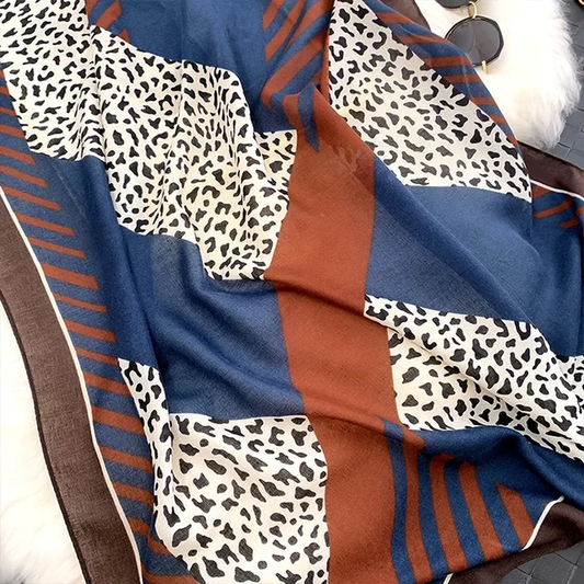 Animal Blue Printed Viscose Scarf