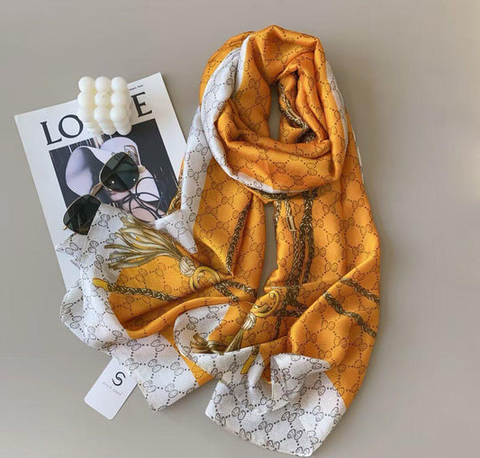 Mango Mesh  Ropes Printed Silk Scarf