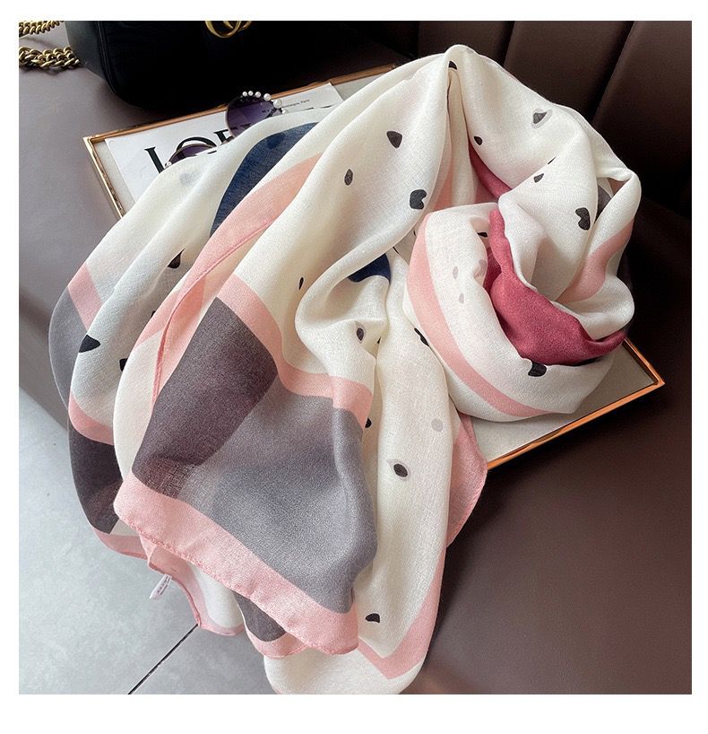 Pastel Pink Printed Viscose Scarf