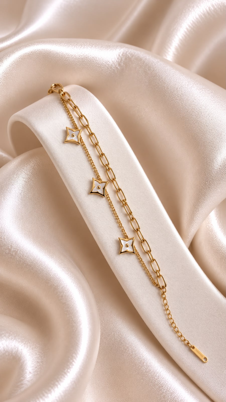 Start White Chain Layer Gold-Tone Anti-Tarnish Chain Bracelet