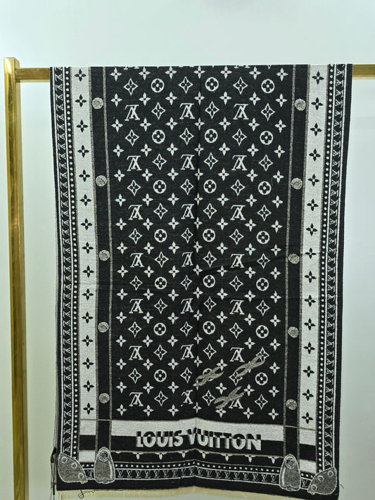 Star L Black Brand Printed Winter Shawls