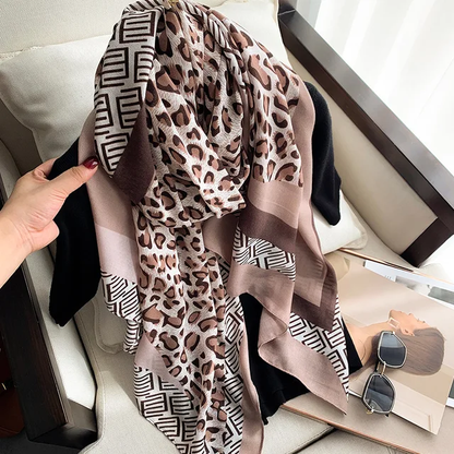 Pink Chain Animal Printed Viscose Scarf