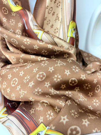 L Copper Printed Silk Scarf