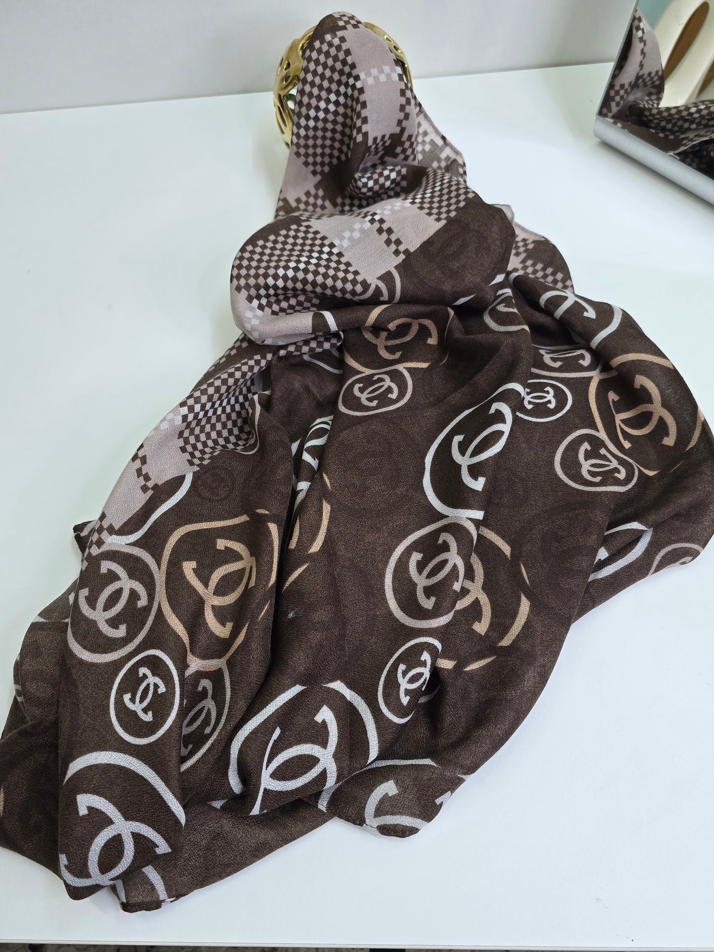 CC Brown New Printed Viscose Scarf