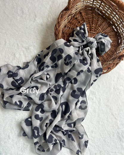 Zera Leopard Printed Heavy Chiffon Hijab