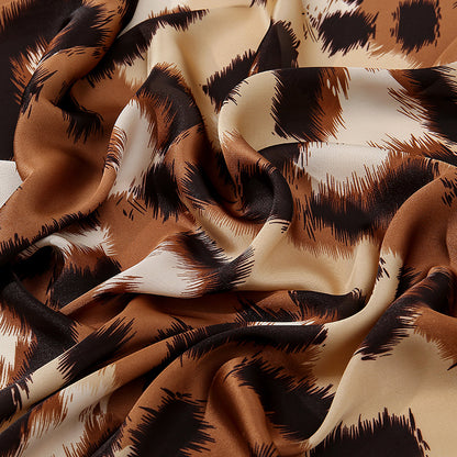 Black Brown Animal Winter Printed Silk Scarf