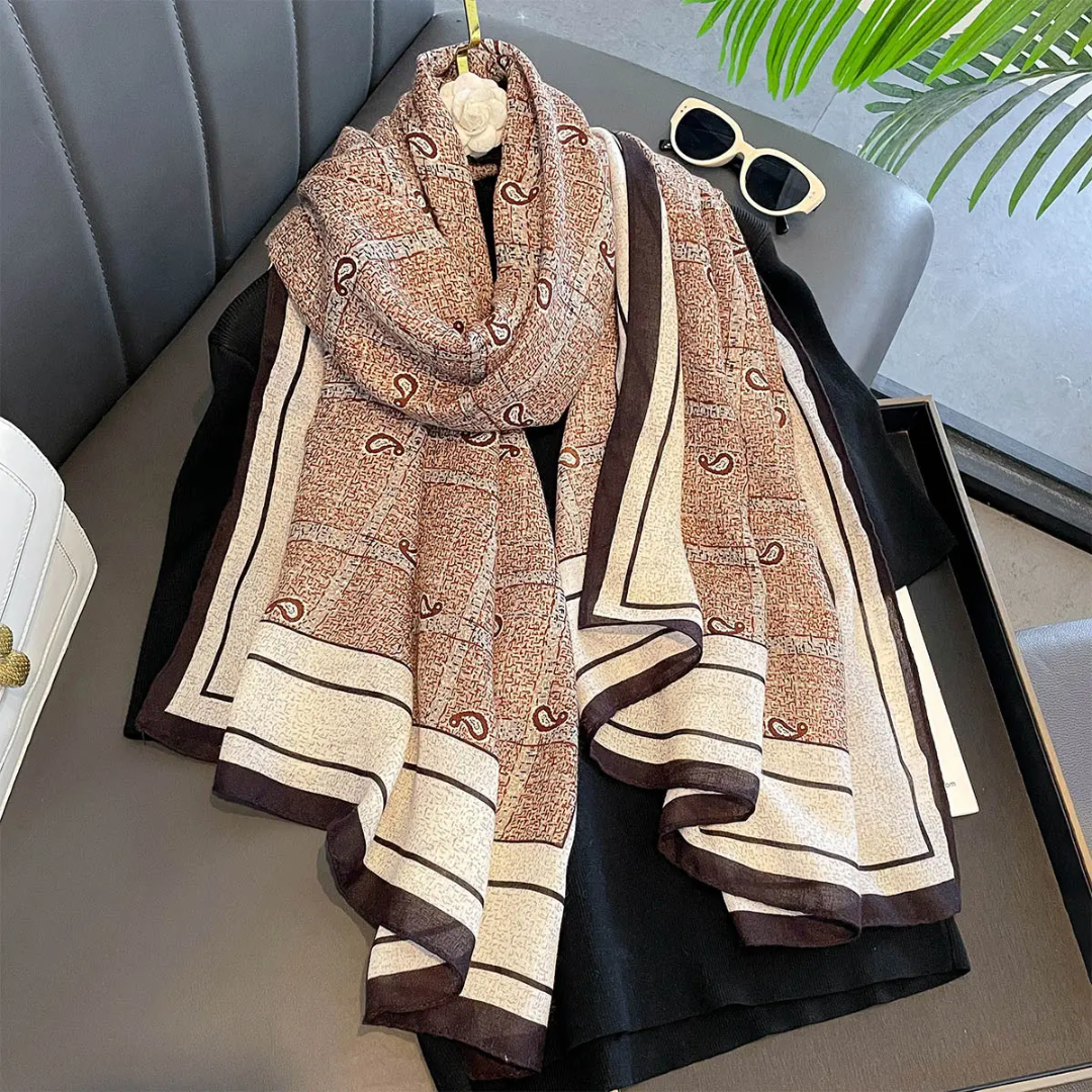 Coffee Sienna Printed Summer Edition 26’ Viscose Scarf