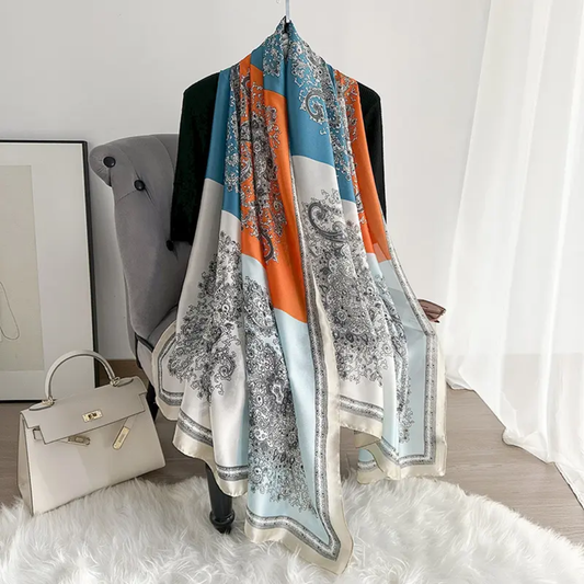 Sky Art Cube Printed Silk Scarf