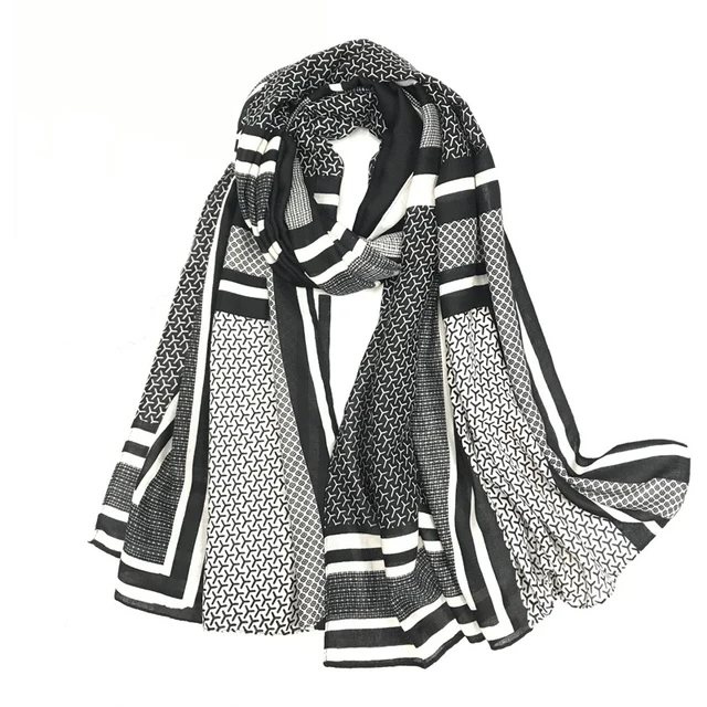 Blacke Check Brand Print Viscose Scarf