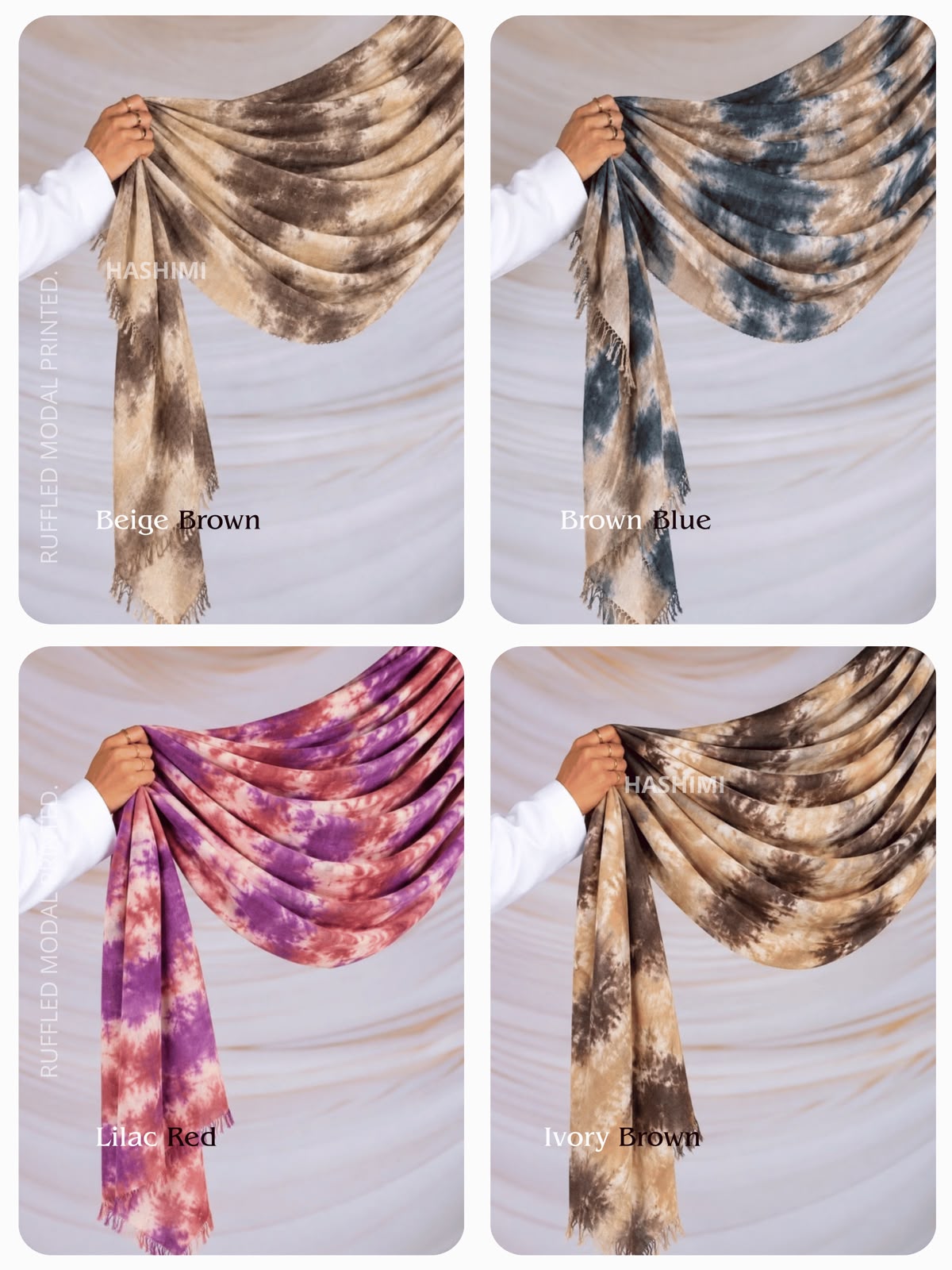 Crumple Tie Dye Ruffled Modal Printed Hijabs
