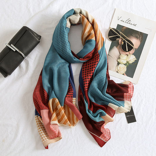 Check Multi Printed Viscose Scarf
