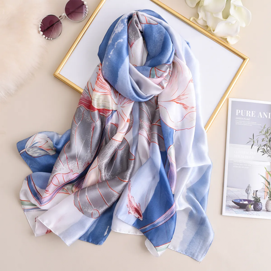 Blue Fish Brand Printed Silk Scarf