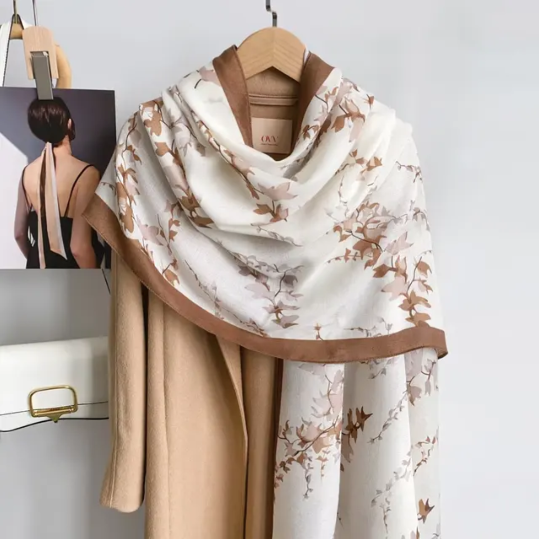 Cream Sand Nura Flow Printed Summer Edition 26’ Viscose Scarf