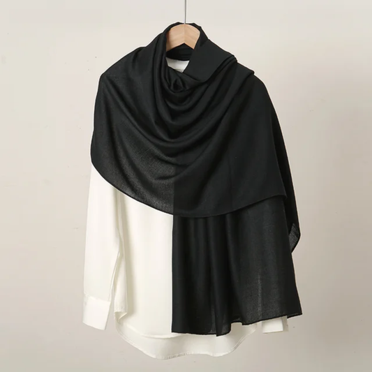 Black Premium Plain Viscose Cotton Scarves