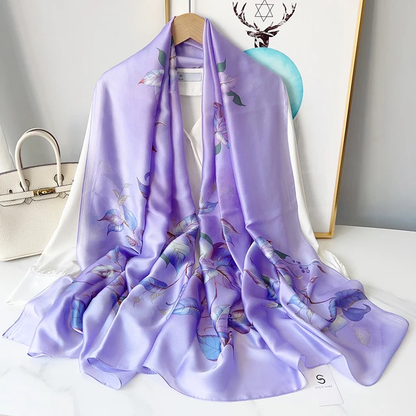 Spring Lavender Printed Silk Scarf