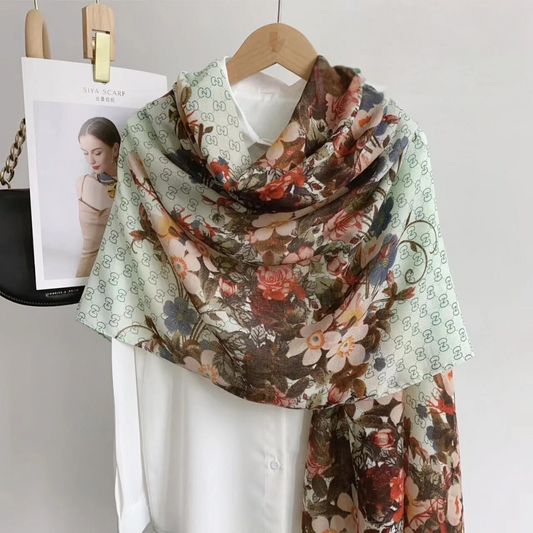 Celestial Ink Floral Printed Viscose Scarf