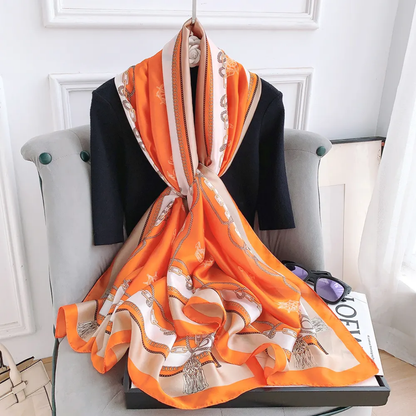 Tangerine Ropes Printed Silk Scarf