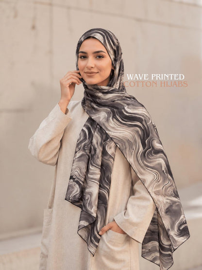 Wave Printed Cotton Hijabs
