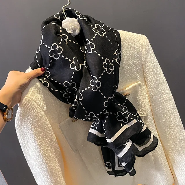 Black Ace Printed Viscose Scarf