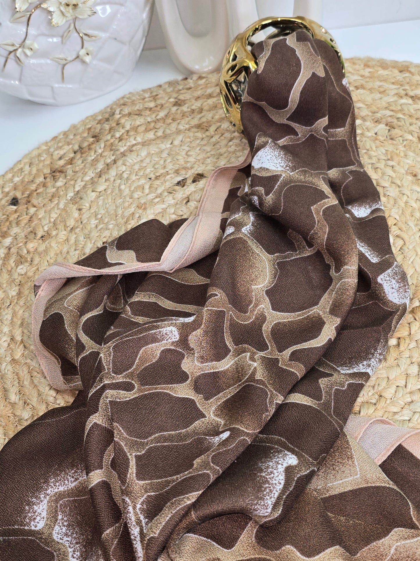 Brown Desert Printed Viscose Scarf