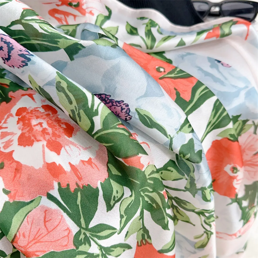 Dust Oriental Printed Silk Scarf