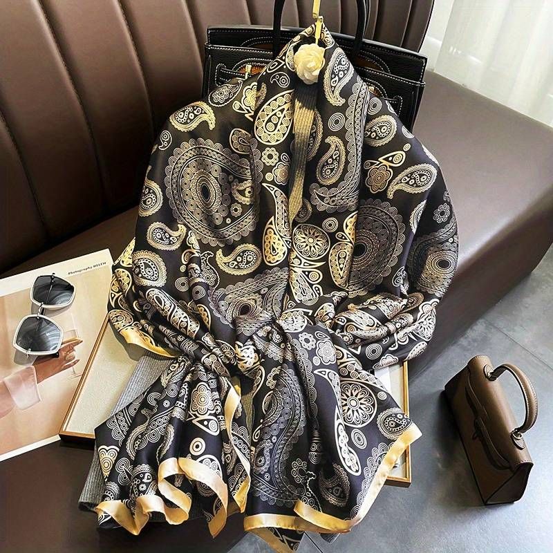 Black & Gold Designer Printed Scarf