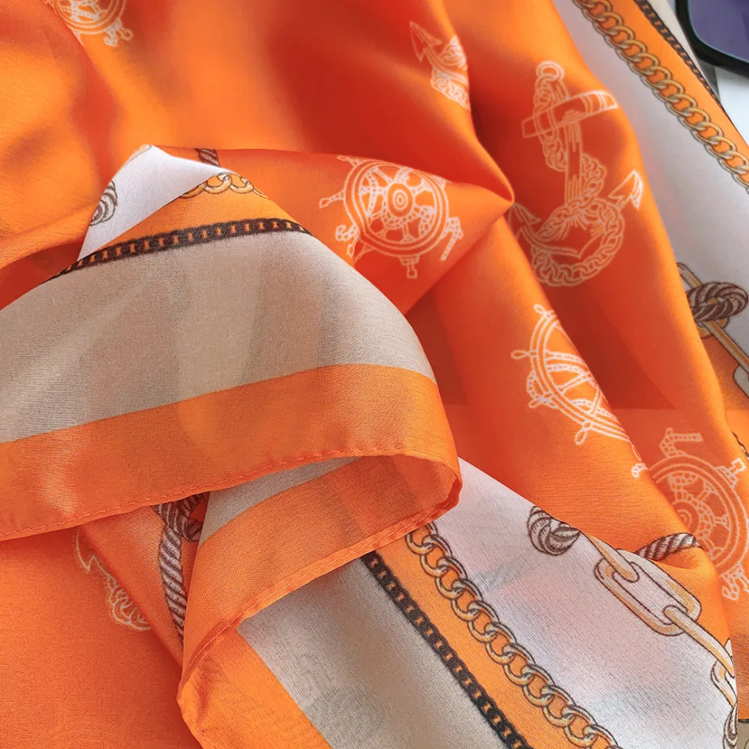Tangerine Ropes Printed Silk Scarf
