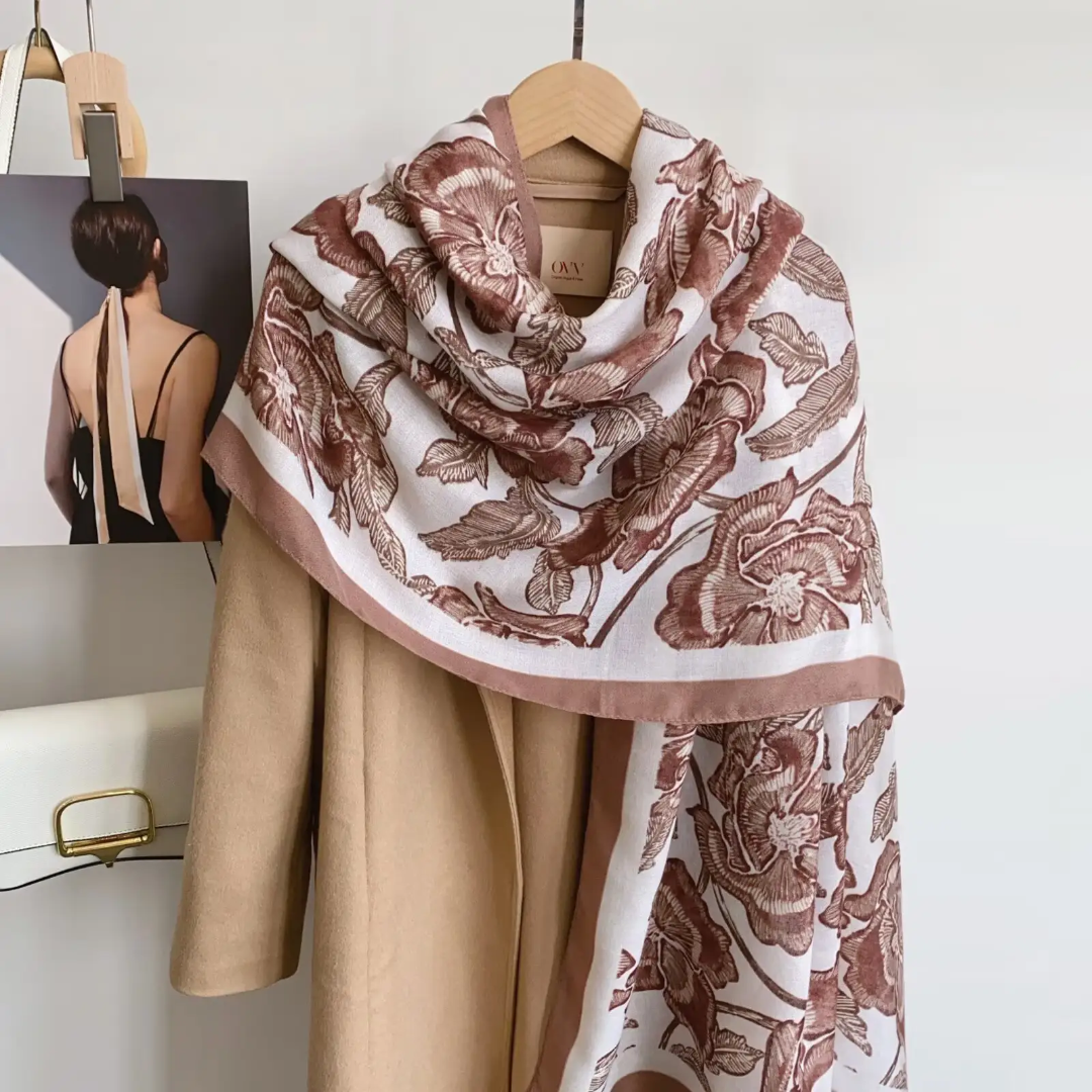 Ruba Rose Wine  Printed Summer Edition 26’ Viscose Scarf