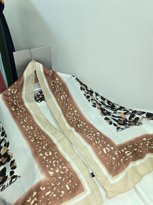 Pastel Brown Printed Viscose Scarf