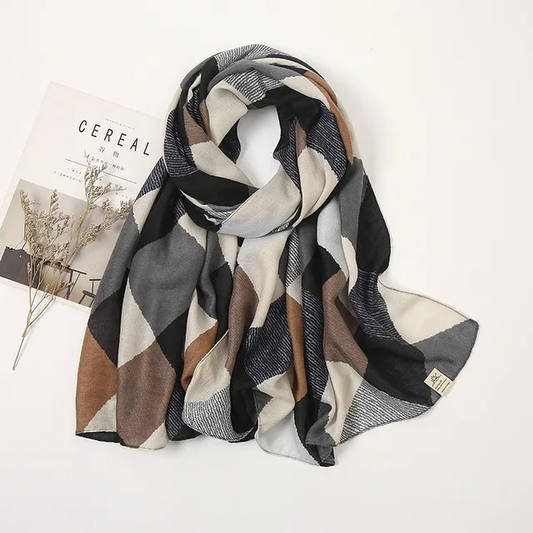 Black Squares Printed Viscose Scarf