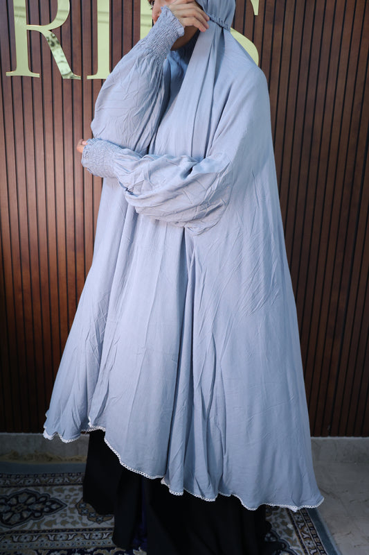 Dusty Silver Prayer Makhana Hijab for Salah