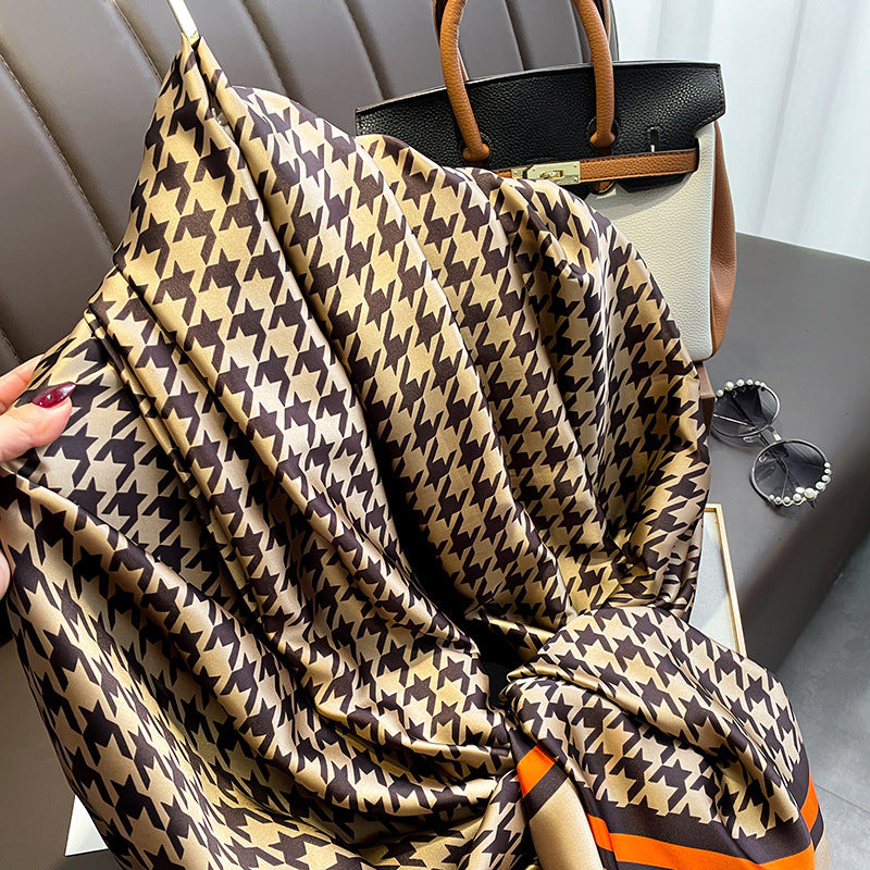 Geo Classic Winter Printed Silk Scarf