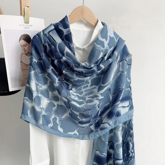 Blue Desert Dunes Printed Viscose Scarf