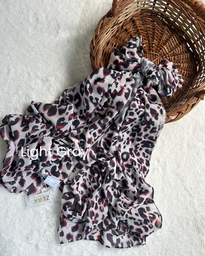 Zera Leopard Printed Heavy Chiffon Hijab