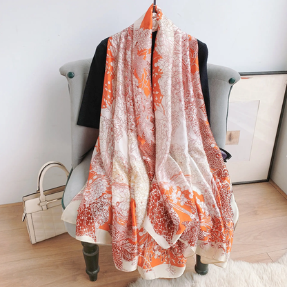 Sun Sea Breeze Printed Silk Scarf